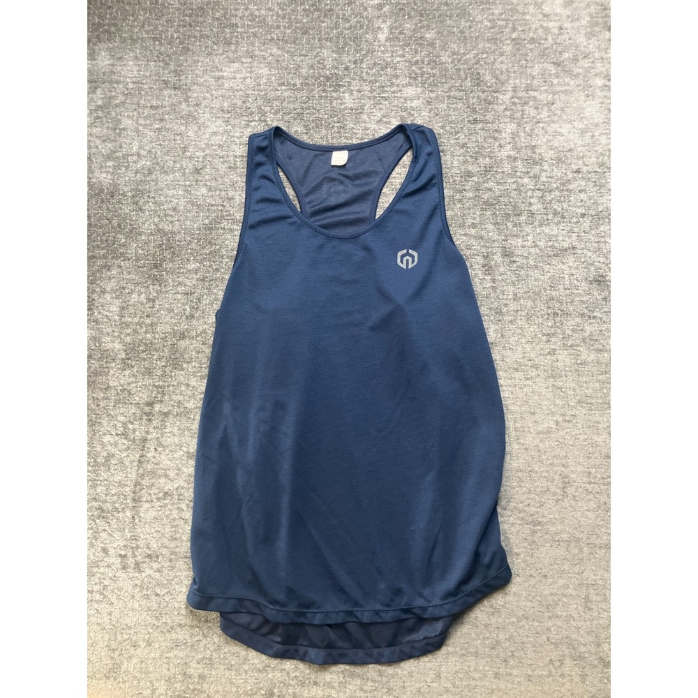 Neleus Mesh Muscle Tank Top Mens XL Blue Gym Workout Logo Scoop Neck Performance